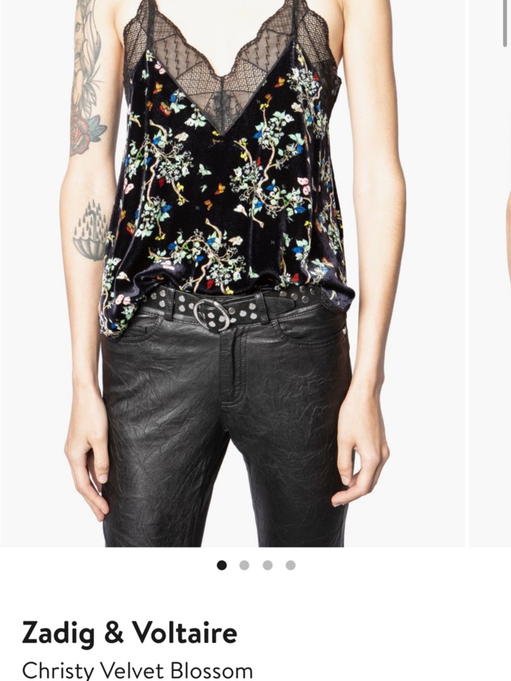 Zadig & Voltaire Christy Velvet Blossom Floral Top XS Boho Designer Top